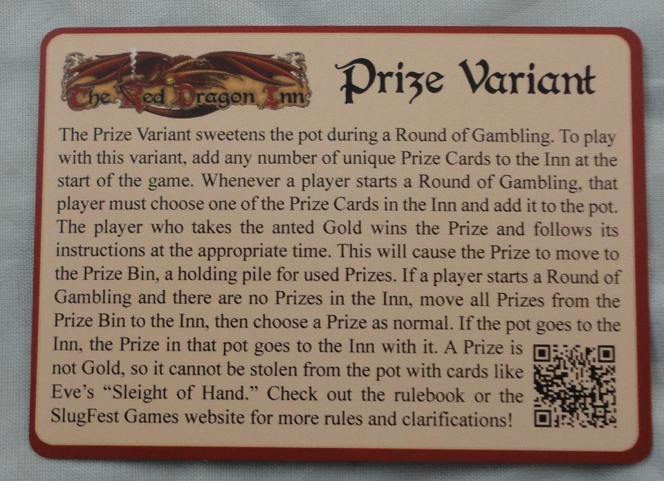 Red Dragon Inn Juego de Mesa Dibujo Rápido Taburete de Bar Premio Variante Tarjeta Promocional Foto 2 de 2