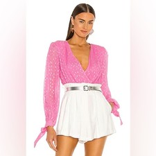 ROCOCO SAND X REVOLVE Alora Long Sleeve Bodysuit in Fuschia Size Small 198