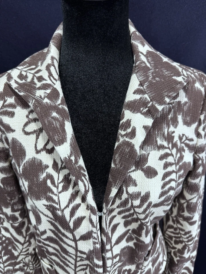 VTG Jones Wear Women’s Blazer Cotton Brown Floral Business Old Money Chic Sz 8 - Image 2 of 4