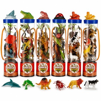 78PCS Mini Animal Figures Toys, 6 Pack Animal Figurines Collection with Dinos...
