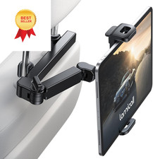 Lamicall Car Headrest Tablet Holder - 3 in 1 Extension Arm Adjustable Black