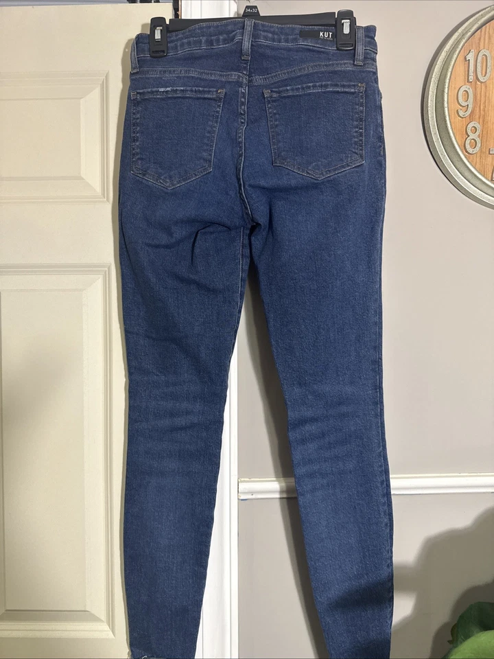 "Tobillo desgastado lavado medio/oscuro Kut From The Kloth para mujer talla 4 29"" entrepierna" Foto 4 de 4