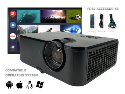 Flexible 4K DLP Projector for Teachers & Students 4800 Lumens PC 3D Ready HDMI  