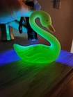 Fenton Uranium Custard Glass Swan Figure Vaseline Signed Charlotte Smith UV Glow