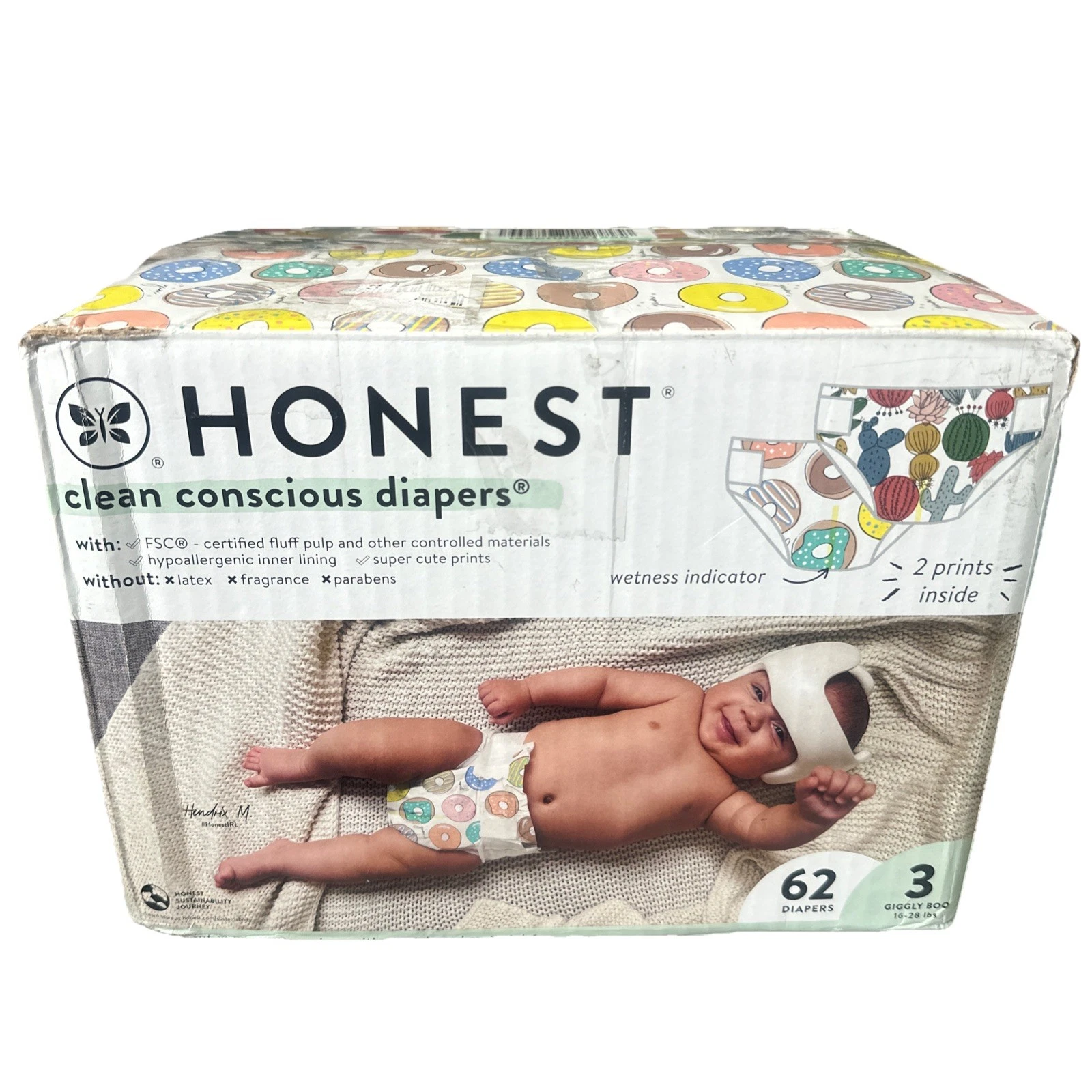 Honest Disposable Diapers Size 3 (62ct)