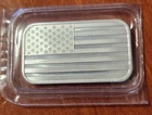 silver bar 1 oz .999 Fine One Ounce United States Flag Sealed Stars Stripes