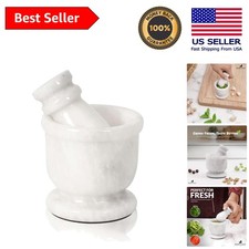 Versatile White Marble Mortar and Pestle - 2.5&rdquo; for Garlic and Spice Grinding