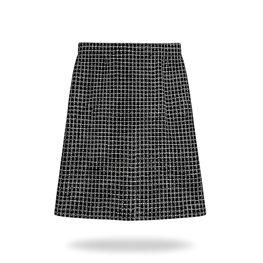 Ann Taylor Black White Plaid Tweed Sheath Skirt Midi Length Size M NWT A Line