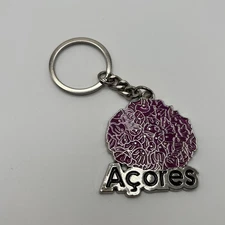 Açores Purple Hydrangea Souvenir Keychain Portugal Floral Travel Gift