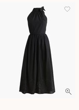 J.Crew Womens Tie-neck midi dress with eyelet trim Black Size 14 CK283