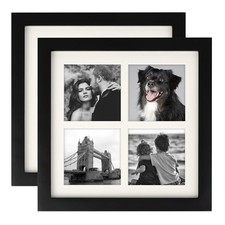 3x3 Picture Frame Collage 4 Opening 8x8 Picture Frames Black 2 Pack for Wall ...