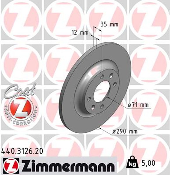 2X Bremsscheibe Coat Z Zimmermann 440.3126.20 FüR DS Crossback DS5 C4 DS4 CC 308-image