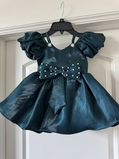 Abir Toddler Girl's Forest Green Jeweled Pageant Dress-EUC-size 2/3