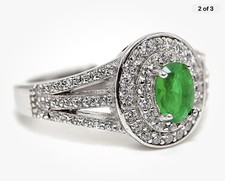 1CT Treated Emerald  Topaz 925 Solid Sterling Silver Ring Jewelry Sz 6