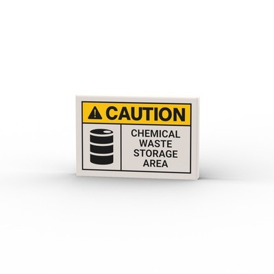 Caution Chemical Waste Storage Area   Custom printed original LEGO  brick tile 