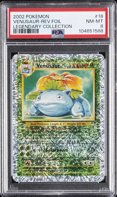 2002 POKEMON LEGENDARY COLLECTION #18 VENUSAUR-REVERSE FOIL PSA 8