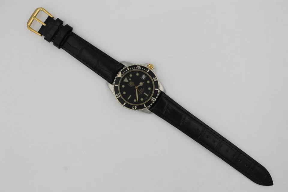 Tag Heuer 980.020 Hombre Serie 1000 Reloj Profesional Cuero Negro Dorado Cuarzo Foto 2 de 4