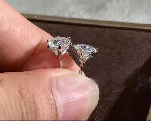 3/4 CTW Round Cut Lab Grown Diamond 14k White Gold Solitaire Stud Earrings - Image 2 of 4