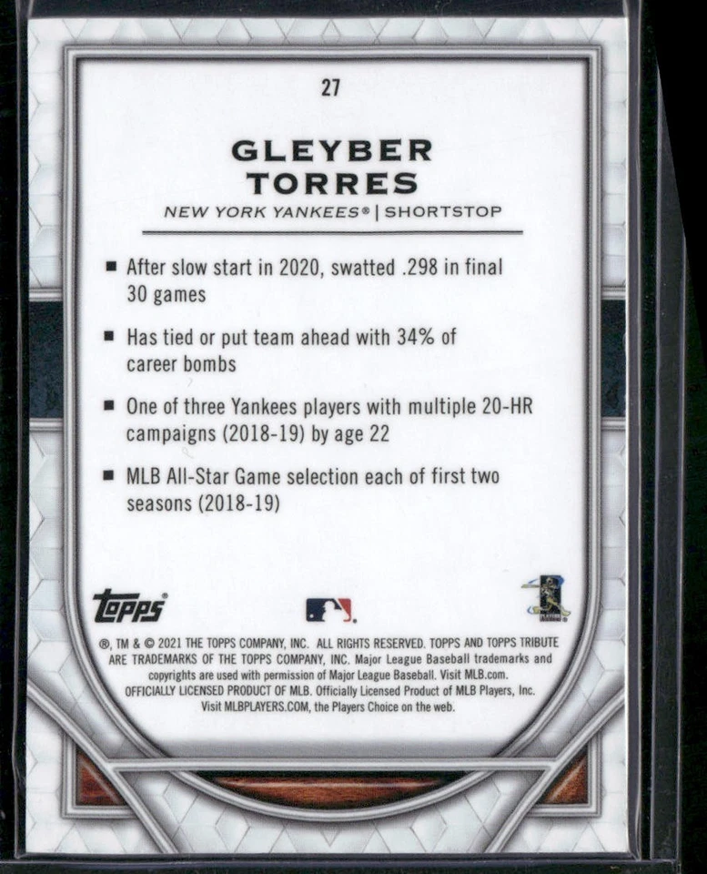2021 Topps Tribute #27 Gleyber Torres - Image 2 of 2