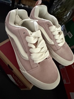 VANS Knu Skool Pink White Solid Low Top Lace-Up Unisex Adult Sneakers