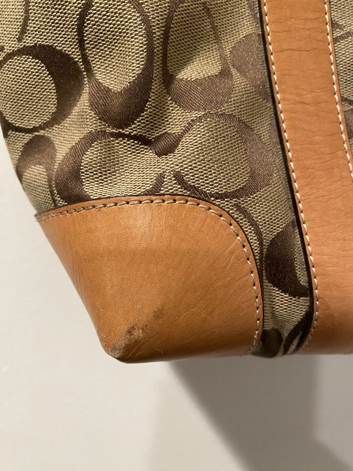 * Parece COACH, Bolsa tote cáqui marrom bronzeado laranja - Imagem 3 de 4