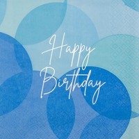 20 Servietten Birthday Blue Happy Birthday Schrift Kreise Soft Blau Deko 33X33Cm