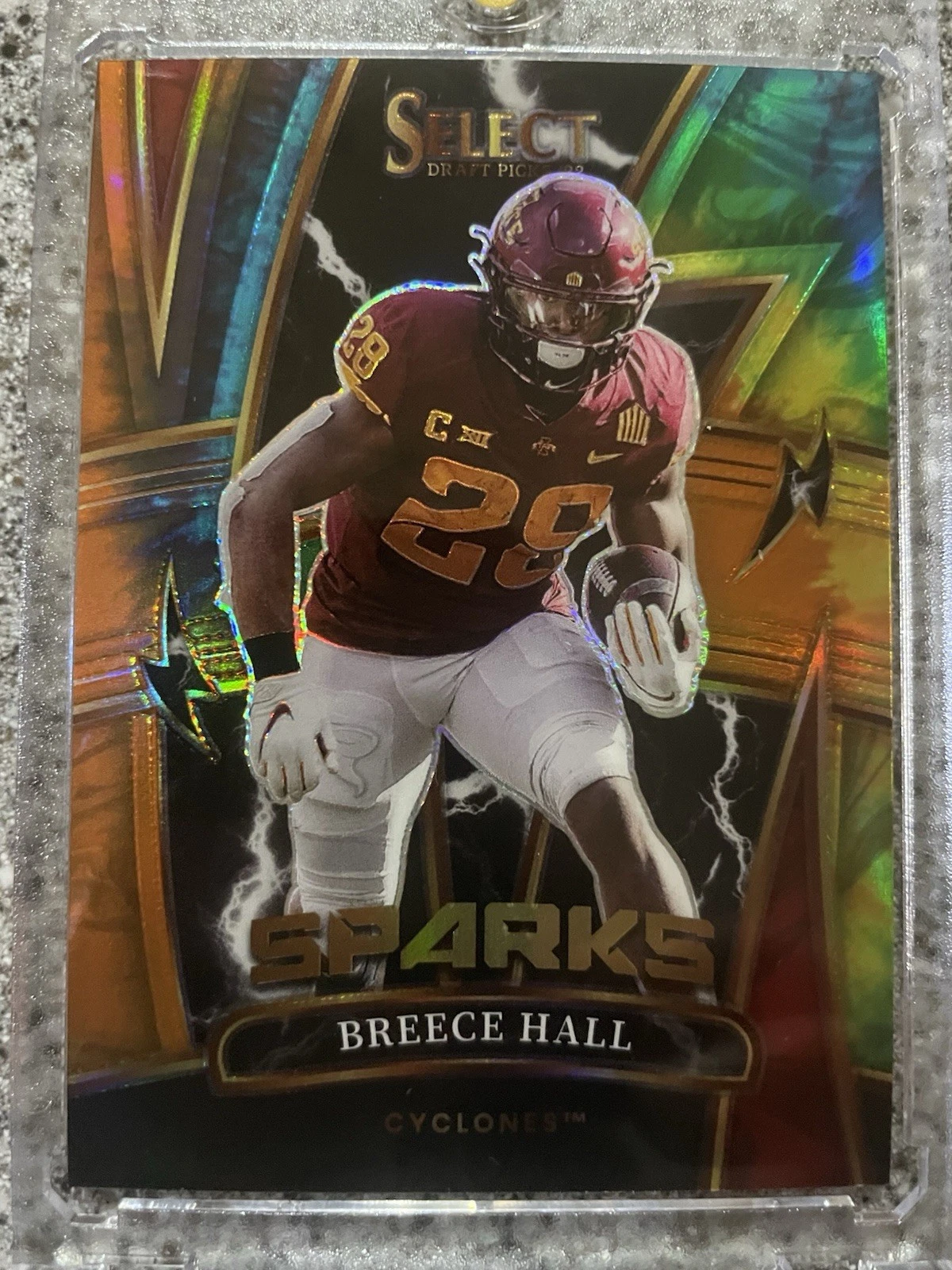 Breece Hall Panini Select Draft Picks Sparks #SPBH Tie-Dye Prizm