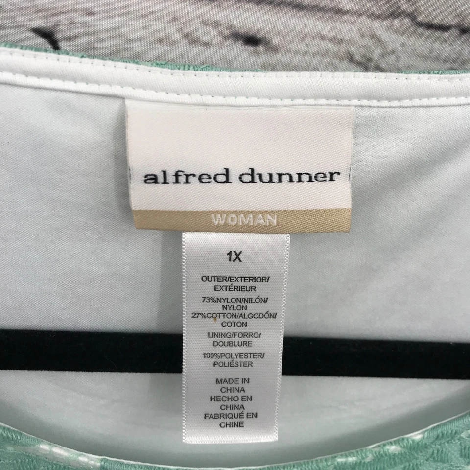 Blusa Alfred Dunner Top Mujer 1X Verde Floral Transparente Ligera Forrada Foto 2 de 4