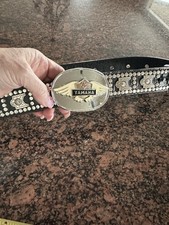 VTG 80s YAMAHA Motorcycle Belt Buckle With Belt Approx Sz 48”