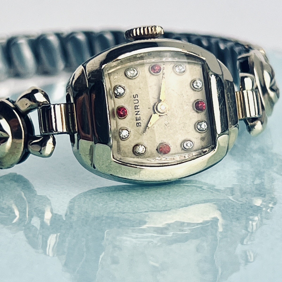 Benrus Diamond Dial Vintage Womens Watch 10k Plate 15 Jewel  display picture 3