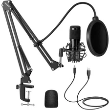 For PC Kit with Adjustable Mic, Cardioid Condenser Professional Microphone Combo