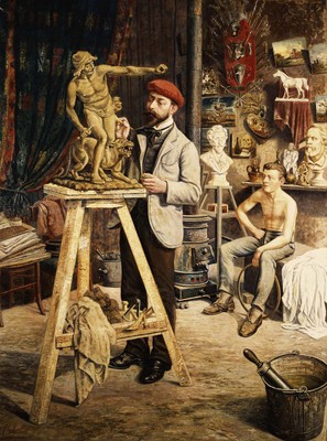 G. Combier ''Artist's Studio'' historical Brown Artwork PAPER or CANVAS Fine Art