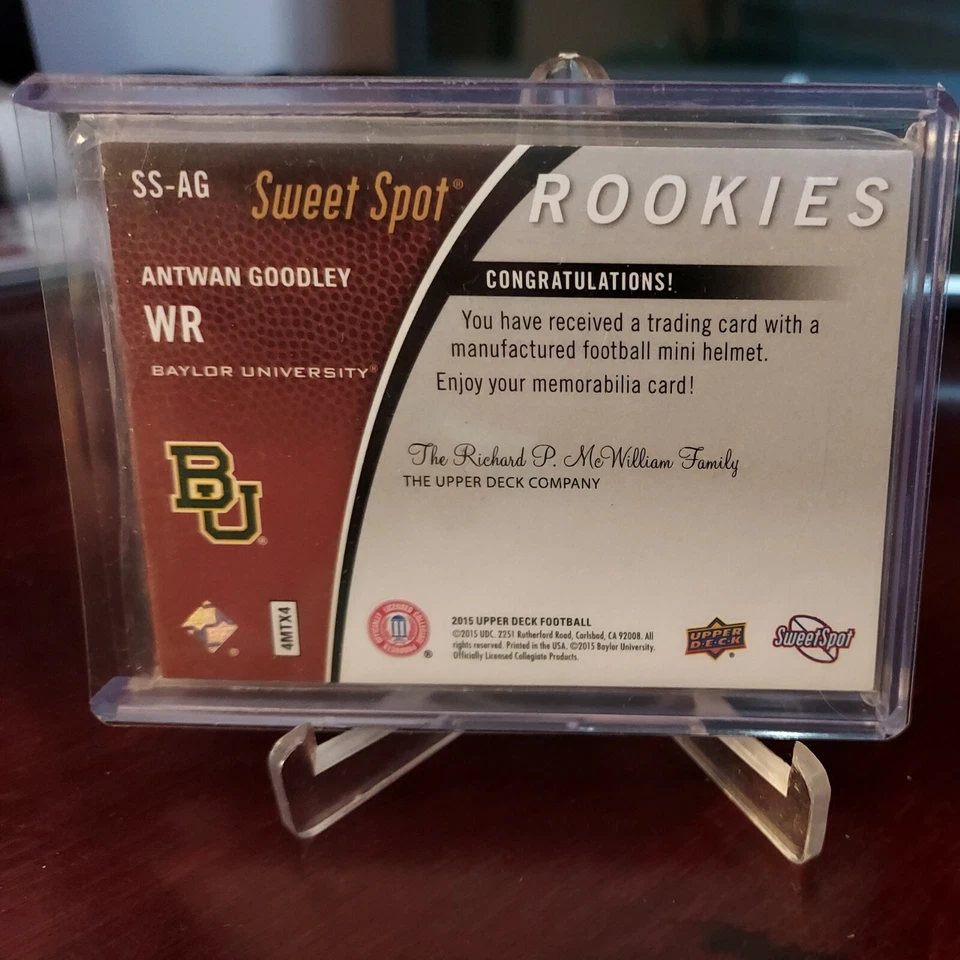 2015 Upper Deck Sweet Spot Helmets Antwan Goodley #SS-AG Rookie RC - Image 3 of 3