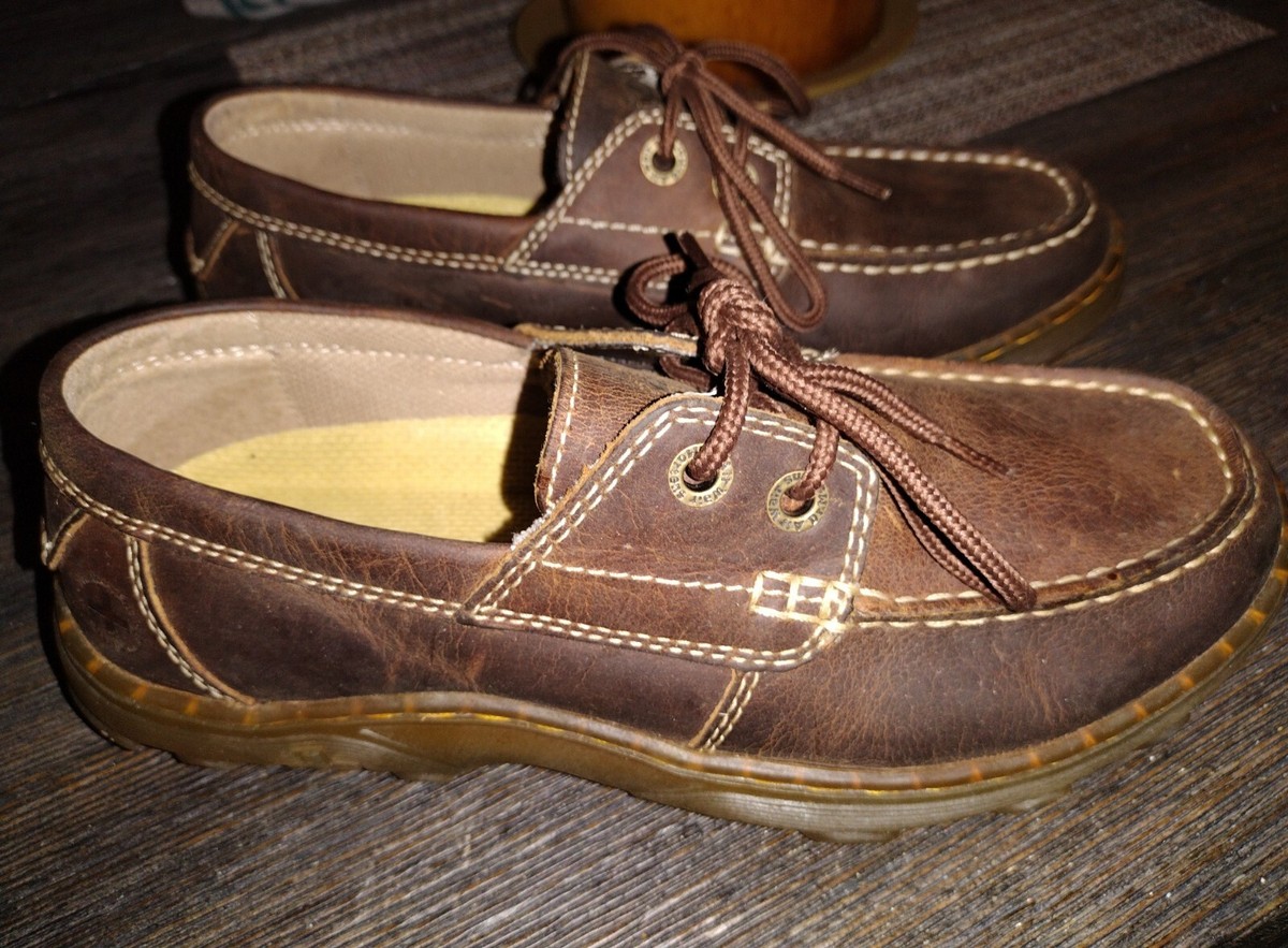 Dr Martens Brooklyn Moc Toe Leather Boat Shoe Oxfords Mens Brown