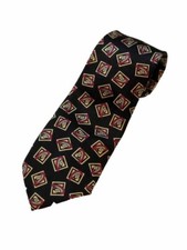 POLO by RALPH LAUREN MEN’s TIE Black with Design 100% Silk Made in USA