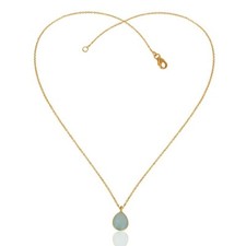Genuine Aqua Chalcedony Necklace, Pear Stone Necklace, Perfect Gift Pendant