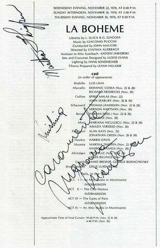 "Argentine Opera Legend” Lima Thigpen Niculescu Hand Signed Program Cover COA