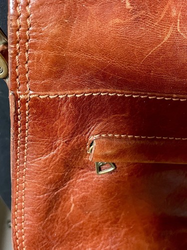 Borsa a mano vintage in pelle marrone marrone scuro DR Pelletterie Firenze borsa italiana tracolla - Foto 8 di 19