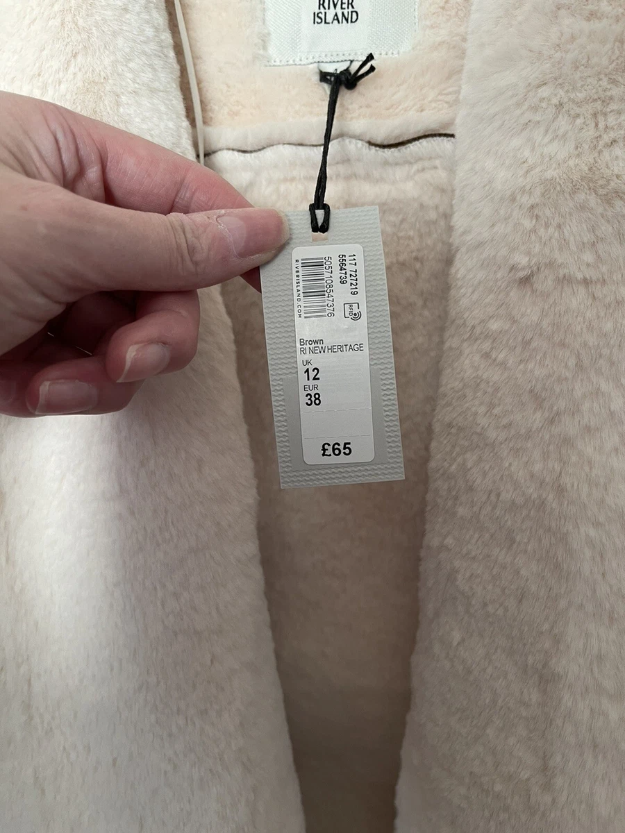 River Island Stunning Brown Fallaway Faux Suede Jacket Size 12 New