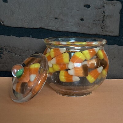 One Of A Kind Rare Art Candy Jar/sugarbowl With Real Candy Corn Inside