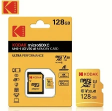 Kodak 128gb UHS-I U3 V30 A1 Class 10 Micro sd Card