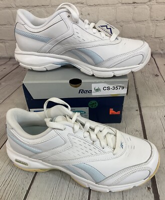 Reebok 11-181762 Versa Cushion DMX Walking Shoes White Steel Capri Blue US 6.5