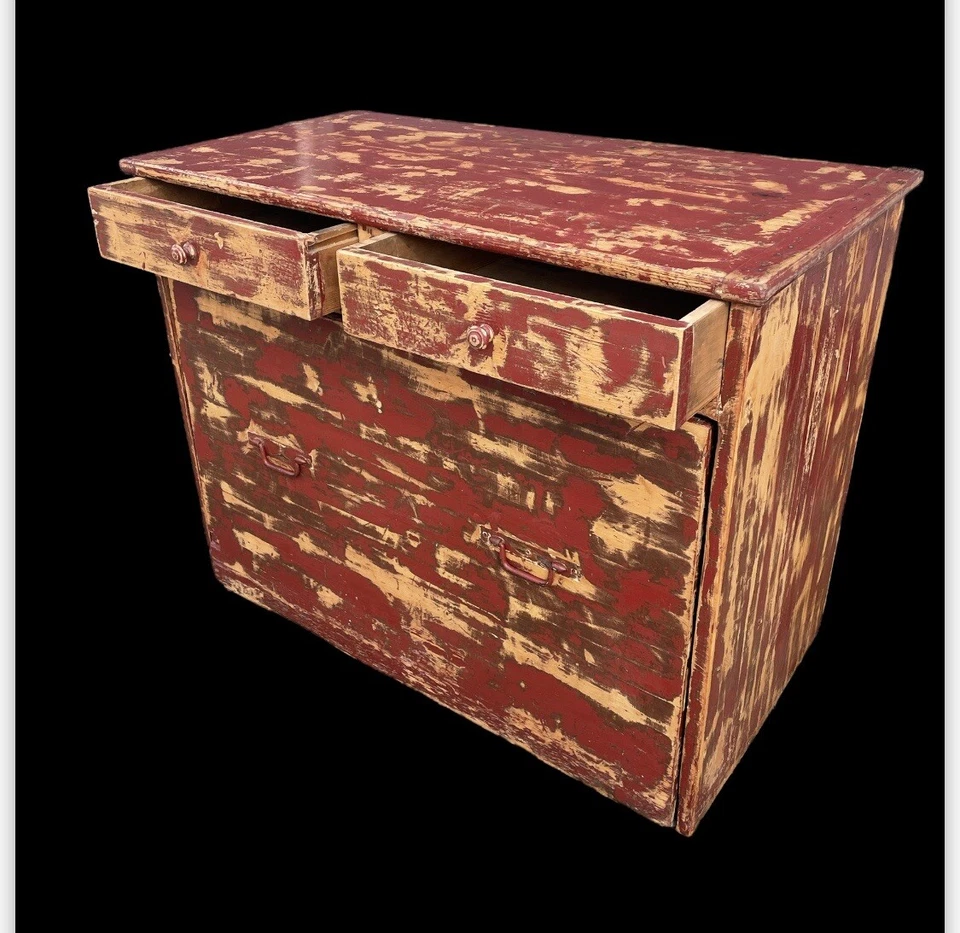 Antique 19th Century French Rustic Painted Chest with Draws & Pull Out Trunk  - Image 3 of 4