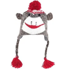 NEW - The Original Sock Monkey Hat - Baby Infant Size - Fleece Lined - FREE SHIP