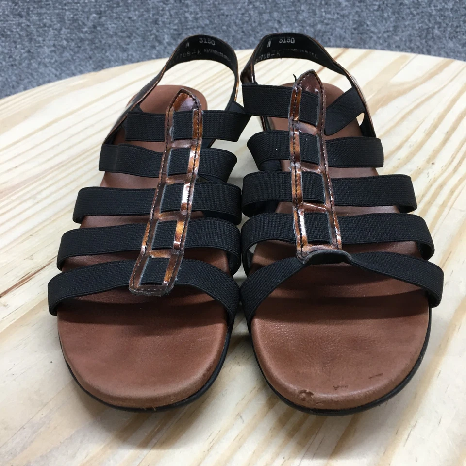 Sandalias Munro Americanas Mujer 7 Estrechas Darian Tirantes Negras Punta Abierta Cuña Foto 4 de 4