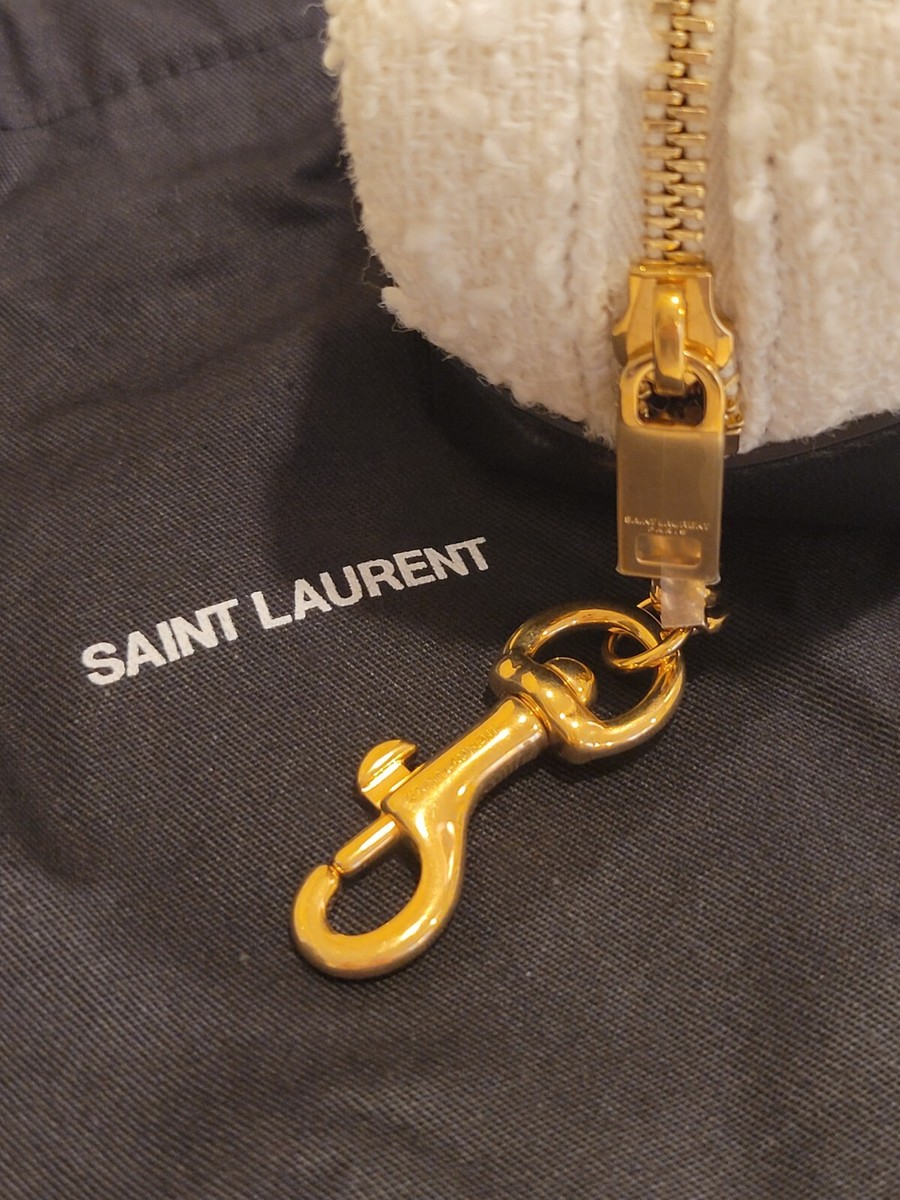 SAINT LAURENT ジェイミーキューブ キーホルダー ベージュ NEW $445 Saint Laurent YSL logo 