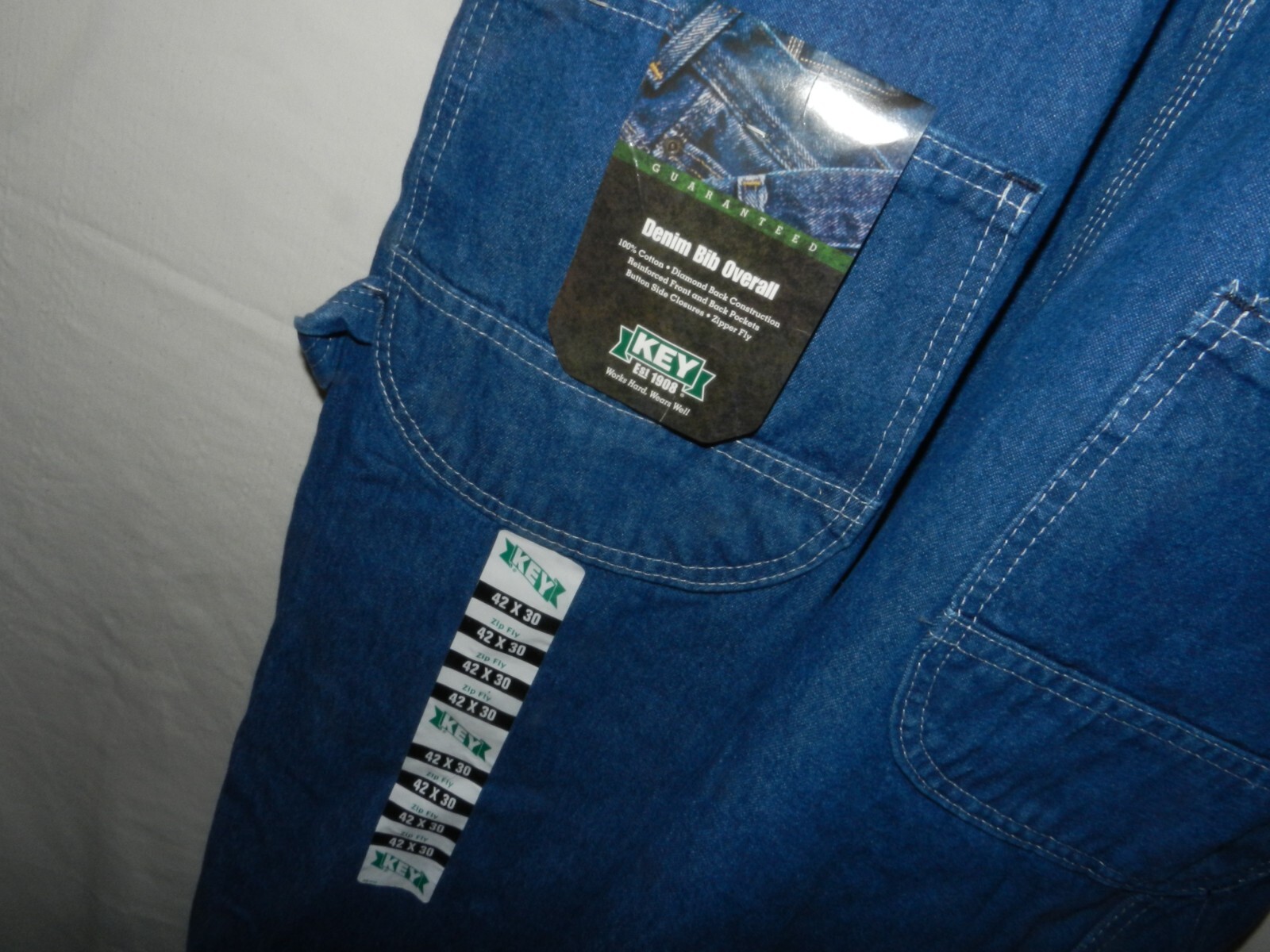 NEW Mens Authentic KEY IMPERIAL Carpenter Bib Overalls 100percent Cotton 42X30 image 4