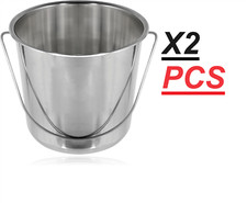 Image of X2 Stainless Steel Bucket 12 Litre Heavy Duty Garden Pail With Handle Home