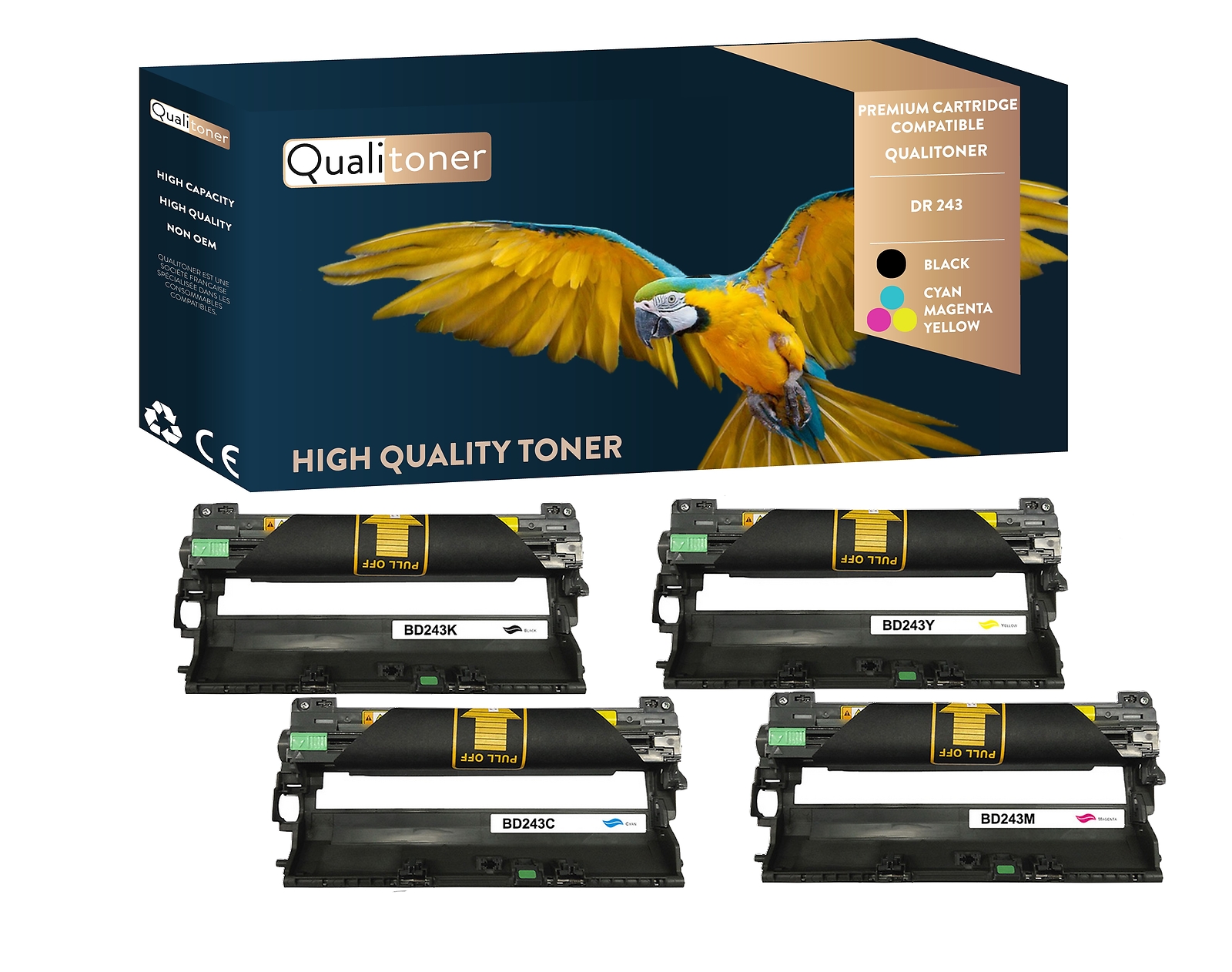 Toner DR241 pack de 4 Qualitoner pour remplacer facilement les cartouches vides de l'imprimante