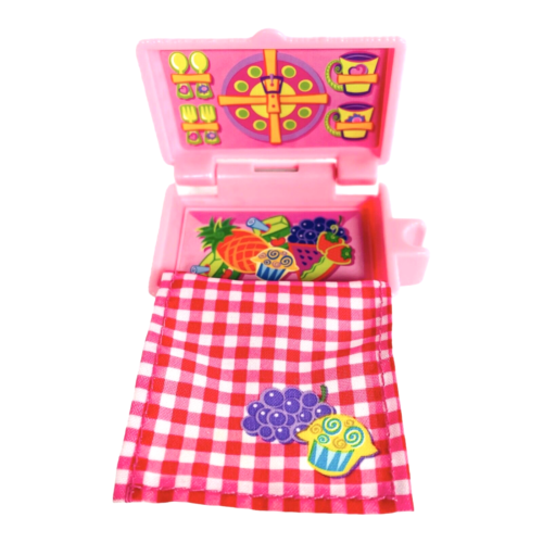 Fisher Price 2007 Little People Picnic Basket Pink Butterfly Red Checked Blanket - Picture 1 of 5